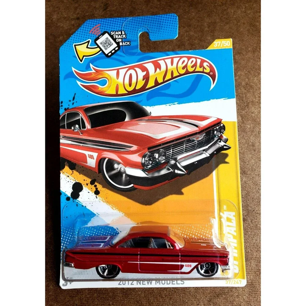 2012 Hot Wheel '61 IMPALA CHEVROLET Dark RED 2012 NEW MODELS 37/247 1:64 Walmart